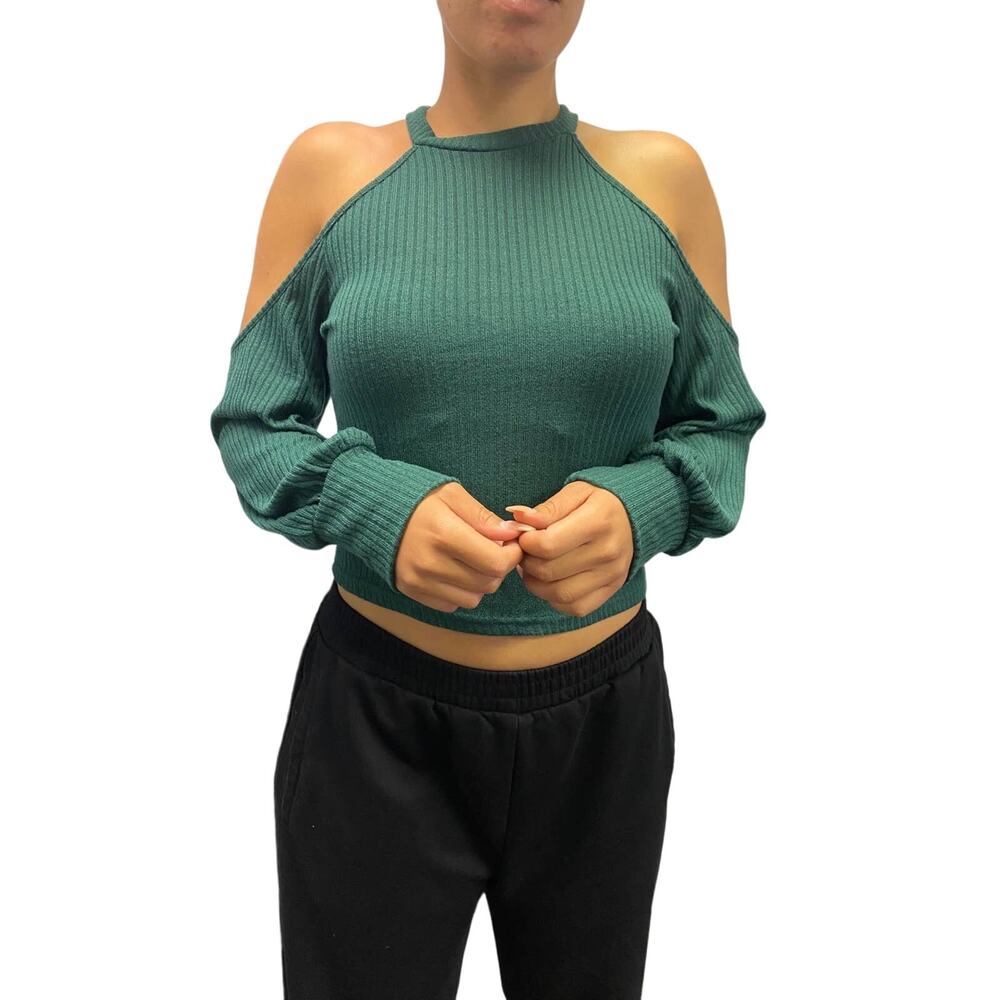 Women's Green Ribbed Blouse size XL